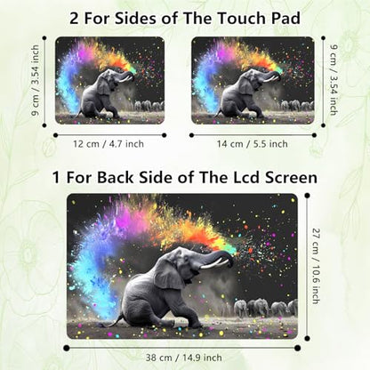 Laptop Skin Sticker Decal, Universal Reusable Vinyl Laptop Cover for 12" 13" 13.3" 14" 15" 15.4" 15.6" Notebook PC, Waterproof Scratch-Resistant with 2 Wrist Pads, Easy to Apply & Remove,Art Elephant - color: Art Elephant