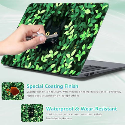 Laptop Skin Sticker Decal 12"-15.6" Universal Laptop/Notebook/Netbook Vinyl - Waterproof Scratch Resistant,Fits HP Dell Lenovo MacBook,2 Free Wrist Pads,Easy Apply & Remove,Cute Cat Grass - color: Cute Cat Grass