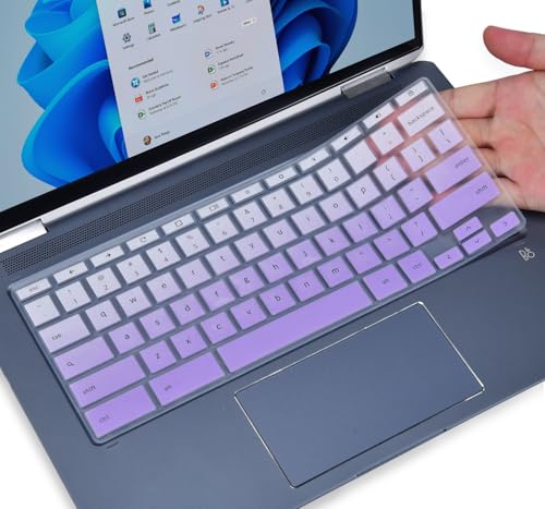Keyboard Cover for HP 14" Chromebook 14a-na 14a-ca 14B-CA 14a-na0226nr 14a-ne0013dx 14a-na0031wm 14a-na0021nr na1043cl 14a-ca0030wm, HP Chromebook 14A G5 Keyboard Protector,Ombre Purple - color: Ombre Purple