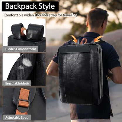 Stuery Faux Leather Messenger Bag for Men 17-17.3 Inch: Laptop Bag Briefcase Computer Handbags Shoulder Crossbody Bag with Padded Laptop Sleeve for Work College Travel, Black Brown - color: Pu Black Brown