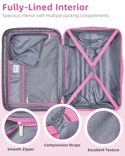 LARVENDER Carry on Luggage Sets 3 Piece, 20 Inch Suitcases, Glossy Berry | 22x14x9 Airline Approved, Lightweight PC+ABS Hardshell, Smooth 360° Double Wheels, TSA Lock, 3-Piece Set with XL Backpack - color: Glossy Berry (XL-BP), size: 3 Piece Set (Backpack