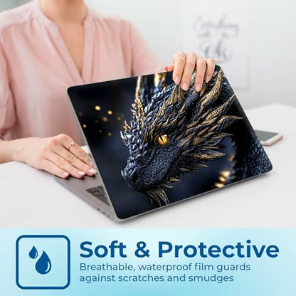 Reusable Universal Laptop Skin Sticker, Cut to Fit for 11.6–15.6 Inch Laptops, Waterproof Protective Film, No-Residue - Golden Dragon - color: Golden Dragon