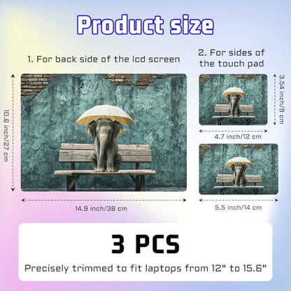 Universal Laptop Skin Sticker Decal, Compatible with MacBook HP Dell Lenovo 12"-15.6", Reusable Vinyl Notebook Cover 3PCS Set, High-Recognition Film-The Waiting Elephant - color: The waiting elephant