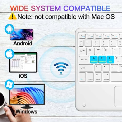 Bluetooth Keyboard, Slim 7 Colors Backlit Wireless Bluetooth Keyboard with Touchpad Built in Rechargeable Battery for iOS Android Windows Tablets PC Smartphone
