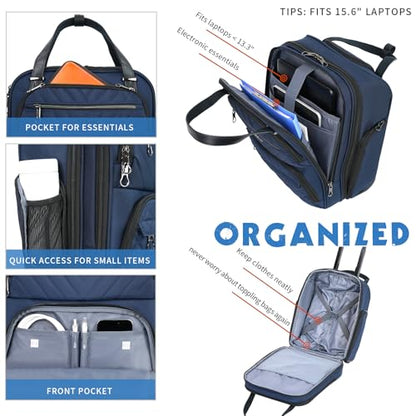 KROSER Carry On Underseat Multi-functional, 16-inch Underseater Lightweight Overnight Suitcase for Women, Navy - color: Navy
