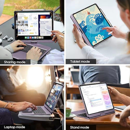 Keyboard Case iPad Air 13 inch, Pro 13 and Pro 12.9" (6th-3rd Gen) Purple | Pekarejue 360 Rotatable, Trackpad, Backlit, Pencil Holder, Fit iPad Air 13 M4 M3 M2, M5 M4 Pro 13"/12.9" (6th 5th 4th 3rd ) - color: Metallic Purple, size: iPad Air/iPad Pro (13"/