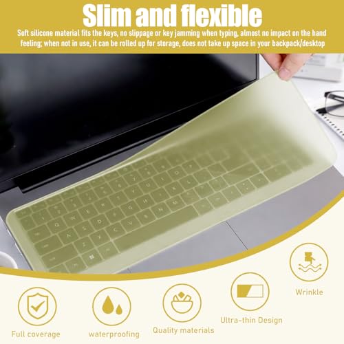 Laptop Keyboard Protector Silicone Transparent Cover for Dustproof Protection Compatible with 13-14 Inch (Yellow) - color: yellow