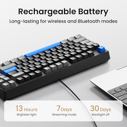 Kisnt KN85 Wireless Mechanical Keyboard, 75% Layout, Bluetooth/2.4GHz/USB-C, Custom RGB Backlit, Hot-Swappable Linear Switch, Creamy Sound for Gaming/Typing (Textured Black) - color: Textured Black