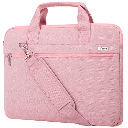 Voova Laptop Bag 17 17.3 Inch, 360° Protective Laptop Case Sleeve with Shoulder Strap Compatible with 17-18 Inch Lenovo Asus Acer Dell Hp, Waterproof Computer Bag Slim Briefcase for Women, Pink - color: Pink, size: 17-17.3 inch