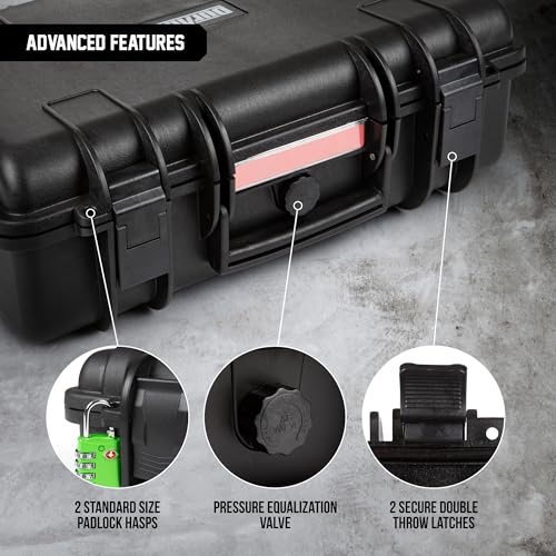 Durabox All Weather Hard Case 18 x 14 x 6” - TSA Approved Hard Shell Travel Case with Customizable Foam for Cameras, Lenses, Laptops, Electronics, Guns, Pistols and Other Gear - size: Medium 18 x 14 x 6"