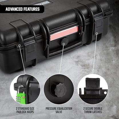 Durabox All Weather Hard Case 18 x 14 x 6” - TSA Approved Hard Shell Travel Case with Customizable Foam for Cameras, Lenses, Laptops, Electronics, Guns, Pistols and Other Gear - size: Medium 18 x 14 x 6"