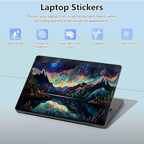 Universal Laptop Skin Sticker with 2 Wrist Pad Skins, Waterproof Scratch Resistant Vinyl Laptop Cover Decal, Cut to Fit for 11–15.6 Inch MacBook HP Dell Lenovo, Art Landscape - color: Art Landscape