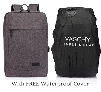 VASCHY Business Laptop Backpack for 17 inch Computer With USB Charging Cable - color: Dark Gray