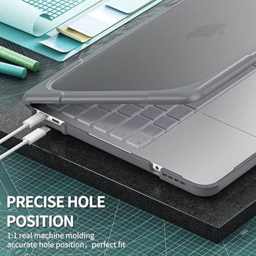 Batianda Heavy Duty Case for MacBook Neo 13 Inch 2026, Grey | Fits Model A3404 A18 Pro Chip, Ergonomic Foldable Stand Holds 22lbs, TPU Bumper, Matte Translucent Shockproof Hard Shell - color: Grey