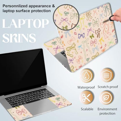 SUPERDANT 3Pcs Lovely Bowknot Laptop Skin 14.9x10.6in Cute Bow Trimmable Removable PVC Decal Wrap Sticker Cover for 12 13 14 15 15.6 Inch Notebook Art Protector for Girls - style: Lovely Bowknots