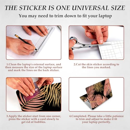 DEGDFSGR 12.1-15.6 Inch Universal Reusable Laptop Skin Sticker Decal, Waterproof Removable Protector for Notebook Cover, Scratch-Resistant Vinyl Cuttable Full Wrap Sticker, Luxury Monstera Palm Leaf - color: Luxury Monstera Palm Leaf
