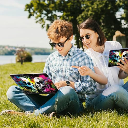 Universal Laptop Skin Sticker with 2 Wrist Pad Skins, Waterproof Scratch Resistant Vinyl Laptop Cover Decal, Cut to Fit for 11–15.6 Inch MacBook HP Dell Lenovo, Color Skull - color: Color Skull