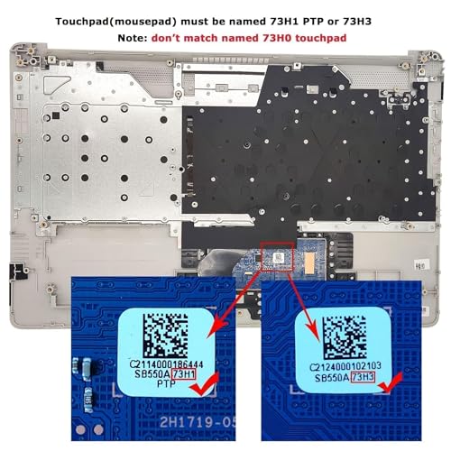 Replacement Upper Case Palmrest for HP 17-by 17T-by 17-CA 17Z-CA 17t-by400 17-by0026cy 17z-ca300 Series Laptop Backlight Keyboard Assembly with ODD Touchpad L92783-001 Natural Silver - size: 73H1 or 73H3 PTP function Touchpad