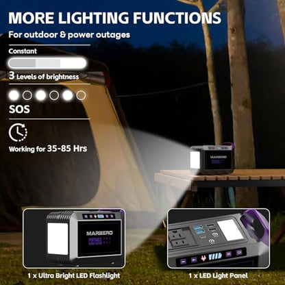 MARBERO 172Wh Solar Generator with 40W Solar Panel, Portable Solar Power Station 200W, Camping, Outdoor, Hiking, Fishing, Emergency, CPAP - color: Purple Black