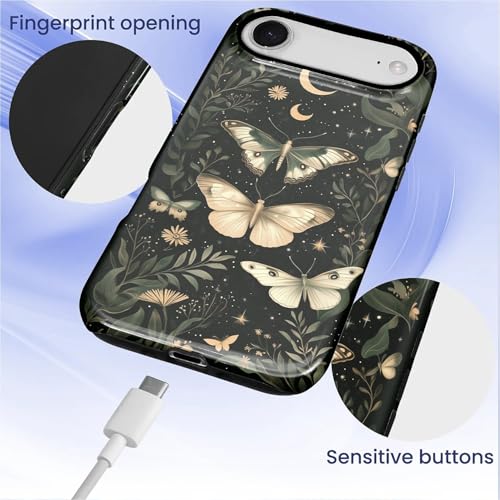 CARLOCA Case for iPhone 17 Air,Gothic Dark Butterfly Design Hybrid Dual Protection Soft TPU Hard PC Shockproof Anti Scratch Men & Women Stylish Protective Phone Case - color: Gothic Dark Butterfly, size: iPhone 17 Air