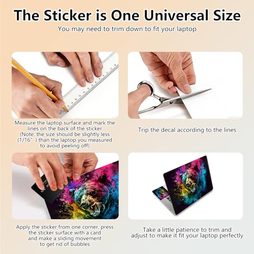 Laptop Skin Sticker Decal 15.6 Inch,12 13 13.3 14 15 15.6 in Laptop Netbook Skins for Notebook,Art Decal Removable Waterproof Scratch Resistant,Universal Vinyl Cover,Colorful Bear - color: Colorful Bear