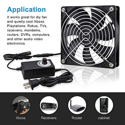 Wathai 120mm x 25mm AC Powered Computer Fan AC 110V 120V Speed Controller | Dual Ball 3000RPM High Speed Fan Variable Speed Controller for Biltong Box Greenhouse Receiver Amplifier Xbox DVR Cooling - size: 120mm