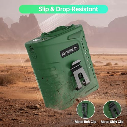 Waist Fan, 5000mAh Rechargeable Belt Clip Fan, 39ft/s Strong Airflow, 5 Speeds, Up to 29H Runtime, Wearable Hands-Free Cooling with LED SOS Light for Outdoor Camping Hiking - color: Army Green