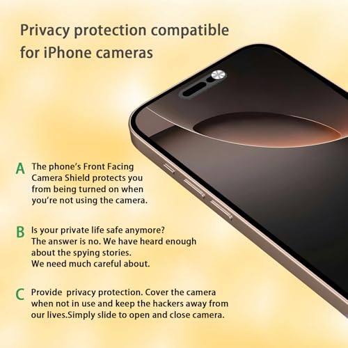 Front Camera Cover Compatible for iPhone 16/16Plus/16Pro/16Pro Max/15/15Plus/15Pro/15Pro Max/14Pro/14Pro Max,Webcam Cover Protect Privacy and Security,Not Affect Face ID, 2 Pack-Silver - color: Silver