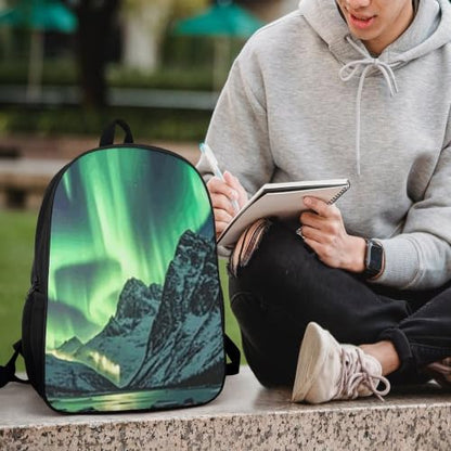 Laptop Backpack with Pocket, Large, Adjustable 17 Inch Bag, Waterproof | Northern Lights Computer Bag for Work, Breathable, Expandable Backpack for Women Men, Portable
