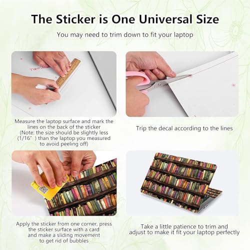 Laptop Skin Sticker Decal, Universal Reusable Vinyl Laptop Cover for 12" 13" 13.3" 14" 15" 15.4" 15.6" Notebook PC, Waterproof Scratch-Resistant with 2 Wrist Pads, Easy to Apply & Remove,Art Bookshelf - color: Art Bookshelf