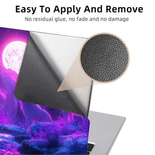 Aesthetic Laptop Skin Cover,12-15.6 Inch Universal Vinyl Sticker Decal,Waterproof Scratch-Resistant Notebook Wrap,Removable Residue-Free Protector,Moonlit Wolves Forest - color: Moonlit Wolves Forest