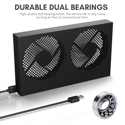 USB Computer Cooling Fan - High Airflow for Routers, PS5, Small Electronics - Up to 1900RPM - style: Black 260mm
