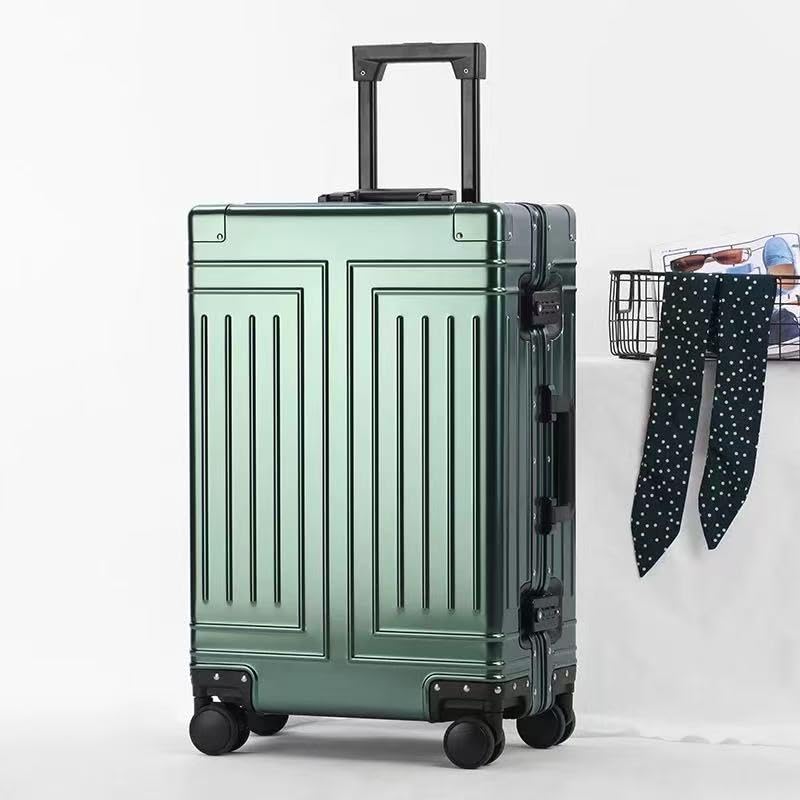All Aluminum Carry On Luggage，Cut from Whole Aluminum Sheet，22x14x9 Airline Approved ，（3rd Generation，Premium Metal zipperless suitcase ） (green, 26inch) - color: green, size: 26 inch