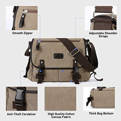 Messenger Bag Men,Waterproof Crossbody Bag,Satchel Shoulder Bag | Waterproof - color: A1-khaki