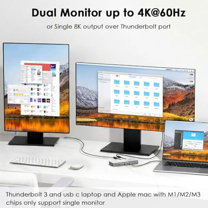 WAVLINK Thunderbolt 4 Dock with 100W Charging, Thunderbolt Certified, Driverless Laptop Docking Station with 4K HDMI Dual Monitor or Single 8K for Windows or Mac, 4X USB, 2.5G Ethernet,SD/MicroSD