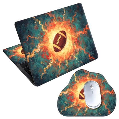 Laptop Skin Sticker Decal 15-15.6 Inch with Cute Mouse Pad, Universal Reusable Vinyl Sticker for 12.1 13 13.3 14 15.4 Inch Netbook and Notebook PC, Fiery Football - color: Fiery Football