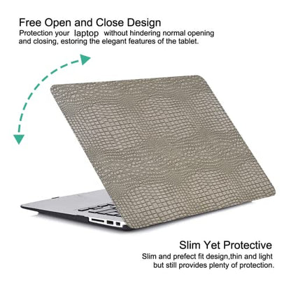 DTangLsm for Crocodile MacBook Air 15 inch Case 2026 2025-2023 M5 M4 M3 M2 | Model A3448 A3241 A3114 A2941, Crocodile Skin Alligator Textured Leather Hard Shell Mac Air 15 Case & Keyboard Cover, Silver - color: Crocodile Silver