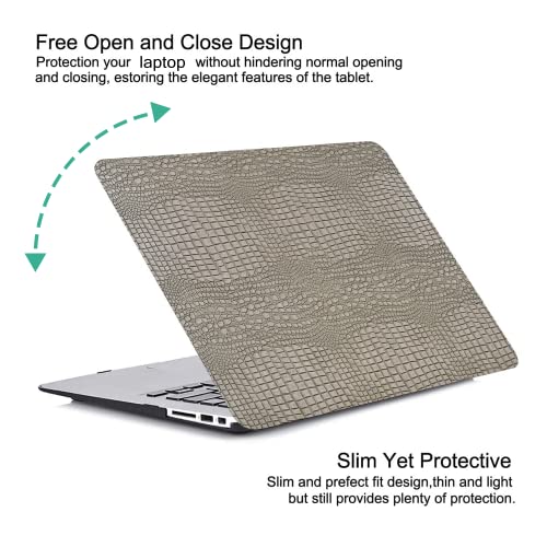Case for Crocodile MacBook Pro 14 inch 2026 2025-2021 M5 M4 M3 M2 M1,Silver | Crocodile Skin Alligator Leather Hard Case+Keyboard Cover (Model A3427 A3426 A3434 A3112 A3185 A3401 A2918 A2992 A2779 A2442) - color: # Crocodile Silver