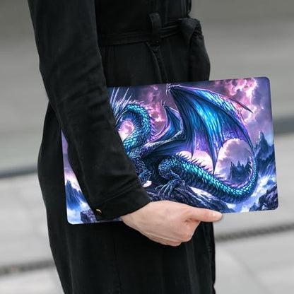 Laptop Skin Sticker Decal 12" 13" 13.3" 14" 15" 15.6",Waterproof Scratch Resistant Vinyl,Reusable Easy to Apply,for MacBook HP Dell Notebooks Netbooks Laptop,2 Wrist Pads,Blue Dragon Purple - color: Blue Dragon Purple