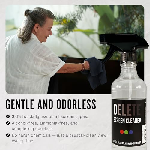 Delete Screen Cleaner Spray Kit, 16oz Bottle and 12"x12" Microfiber Cloth - style: 16oz, 1 Pack