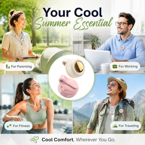 Portable Clip-On Fan, Mini Bladeless Waist Fan, 5100RPM 25dB Ultra-Quiet 3-Speed Rechargeable Small Whirlwind Fan, Hands-Free Personal Cooling for Outdoor Travel Office Camping with USB-C - color: White-Pink