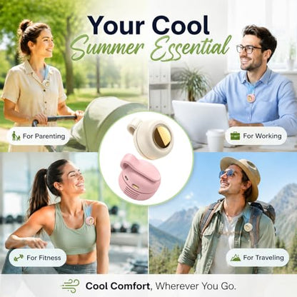 Portable Clip-On Fan, Mini Bladeless Waist Fan, 5100RPM 25dB Ultra-Quiet 3-Speed Rechargeable Small Whirlwind Fan, Hands-Free Personal Cooling for Outdoor Travel Office Camping with USB-C - color: White-Pink