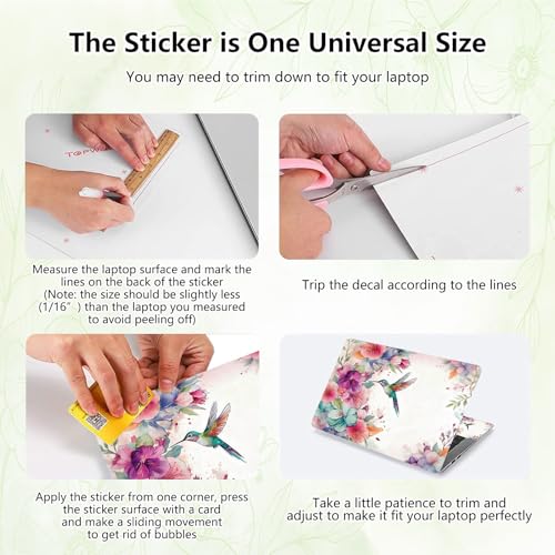 Laptop Skin Sticker Decal, Universal Reusable Vinyl Laptop Cover for 12" 13" 13.3" 14" 15" 15.4" 15.6" Notebook PC, Reusable Waterproof Scratch-Resistant with 2 Wrist Pads,Art Watercolor Hummingbird - color: Art Watercolor Hummingbird