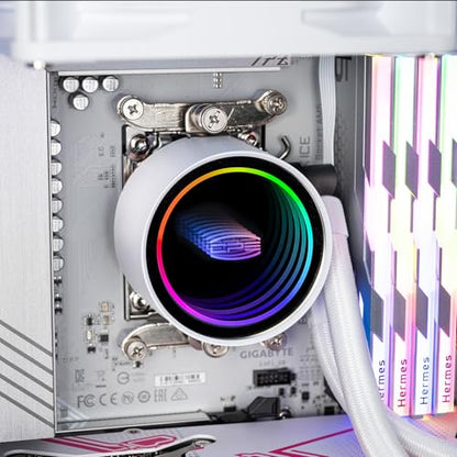 PCCOOLER DA240 240mm AIO CPU Cooler with ARGB Fans, White | 2600 RPM full-ceramic pump, 2 PWM fans; Intel LGA1851/1700/1200/115X and AMD AM5/AM4 - color: White