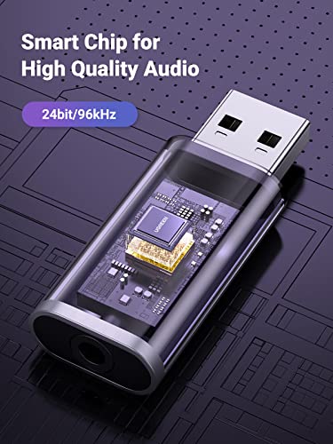 UGREEN USB to Audio Jack USB External Sound Card 3.5mm Audio Adapter 2 in 1 USB A to Aux TRRS Headphone Bundle with Aux to USB C, Type C to 3.5mm Audio Jack Cable 3.3FT