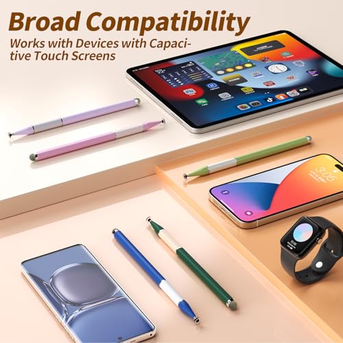 Bopomofo Stylus Pen for Touchscreen,5PCS 2-in-1 Magnetic Stylus Pen | High Sensitivity & Precision Stylus,Extended Pen Body Design,Compatible with Touch Screens(9 Tips+3 Magnetic Sheets) - color: Pink/Purple/Blue/Light Green/Dark Green