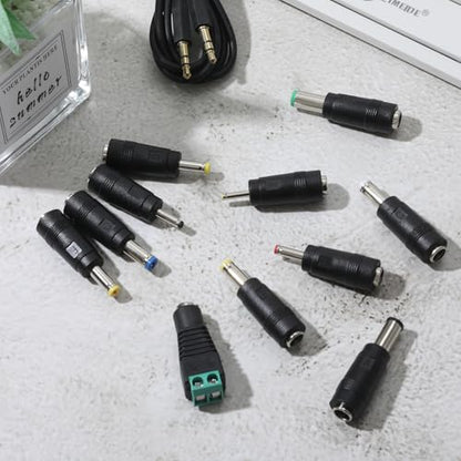 11Pcs DC Adapter Plug, Universal 5.5 x 2.1mm DC AC Power Connector | Power Supply Plug Jack Tips for Monitor, Webcam, Router, Mini PC, CCTV, Bluetooth Speaker