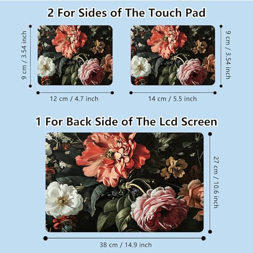 Universal Laptop Skin Sticker with 2 Wrist Pad Skins, Waterproof Scratch Resistant Vinyl Laptop Cover Decal, Cut to Fit for 11–15.6 Inch MacBook HP Dell Lenovo, Blooming Flower - color: Blooming Flower
