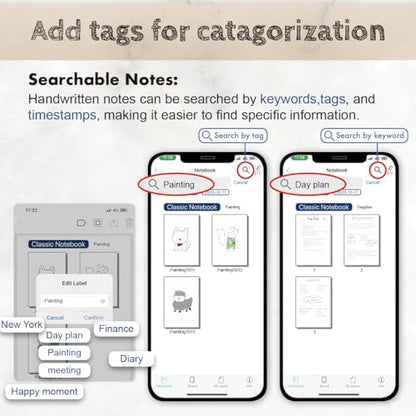Smart Pen+Mini notebok, Digital Pen Real-time Sync for Digitizing, Storing, and Sharing Notes, Ideal Smart Pen for Note Taking, Drawing, Classroom, Offices, Compatible with Android and iOS