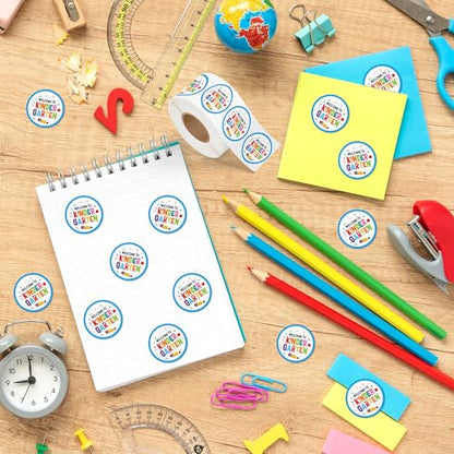 Haooryx Back to School Stickers - 500Pcs Welcome to Kindergarten Water Bottle Laptop Sticker Rolls Self Adhesive Preschool Student Teacher Supplies Page Activity Pad Goodie Bag Greeting Card Making - style: Welcome to Kindergarten